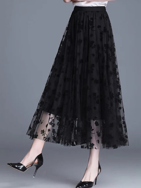 Mesh Floral Skirt