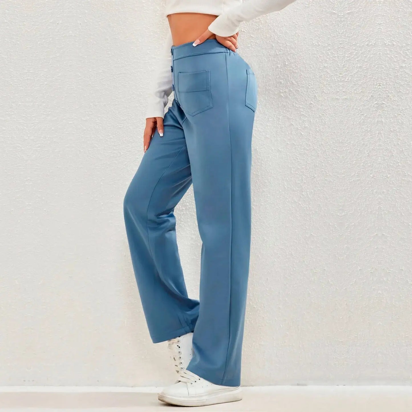 Elisa - Hög midja elastiska casual broek