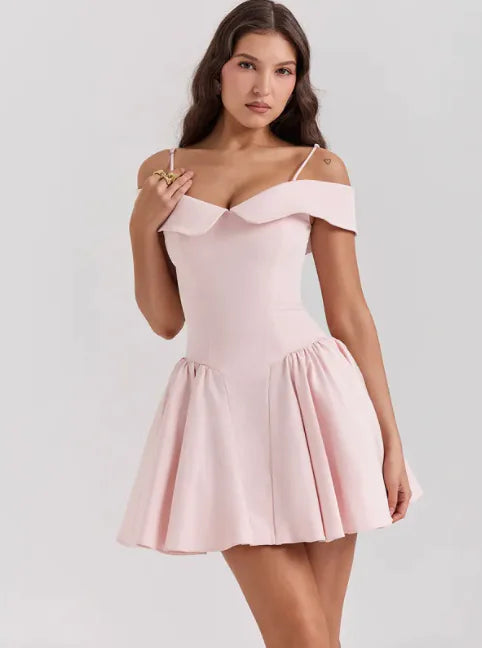 Off-Shoulder Sleeveless Mini Dress for Women – Elegant, Fitted Little Black Dress in Multiple Colors