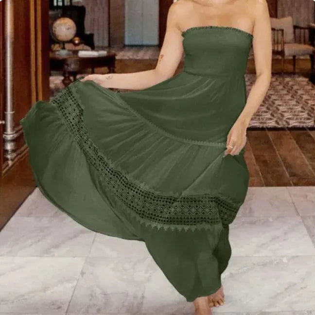 Women's Holiday Chiffon Maxi Dress – Wrapped Chest, Summer Collection