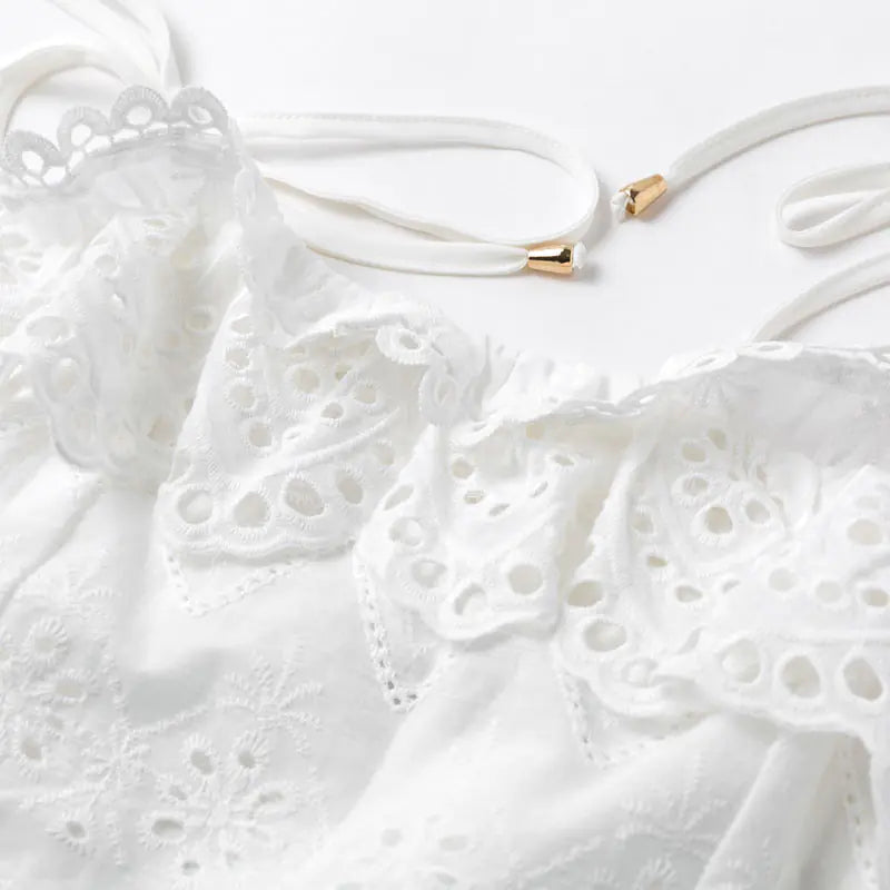 Chic Women's Two-Piece Beach Set with Ruffle Skirt