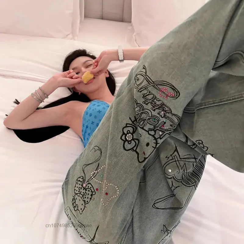 Diamond Hello Kitty Graffiti Jeans