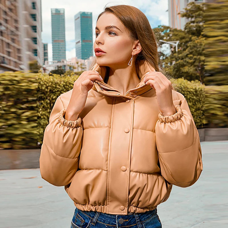 Thick PU Leather Coats Women