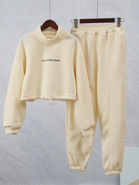 Chic Letter Print Sweater Set