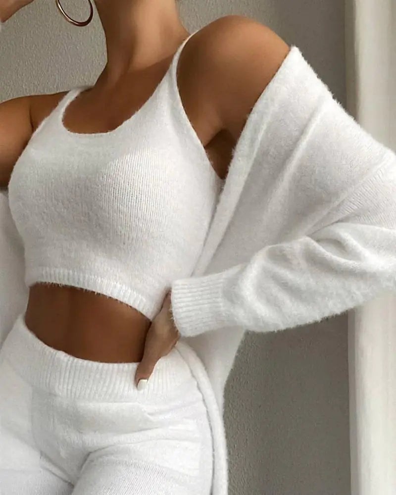 3-Piece Fashion Solid Fluffy Set
