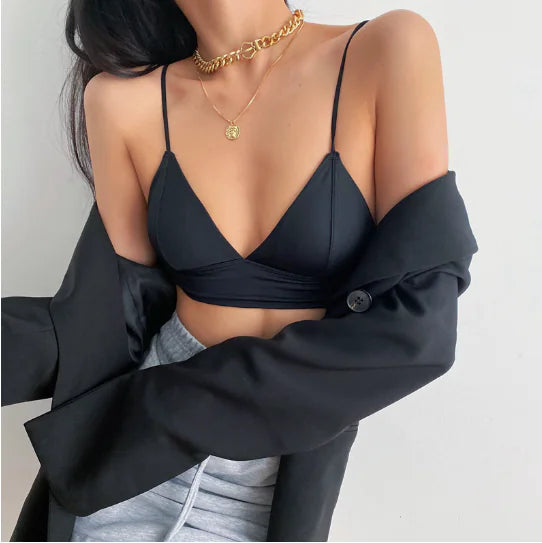 Solid Color Deep V Neck Camisole Top