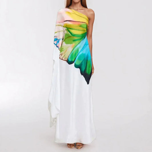 Women's Elegant One-Shoulder Satin Dress