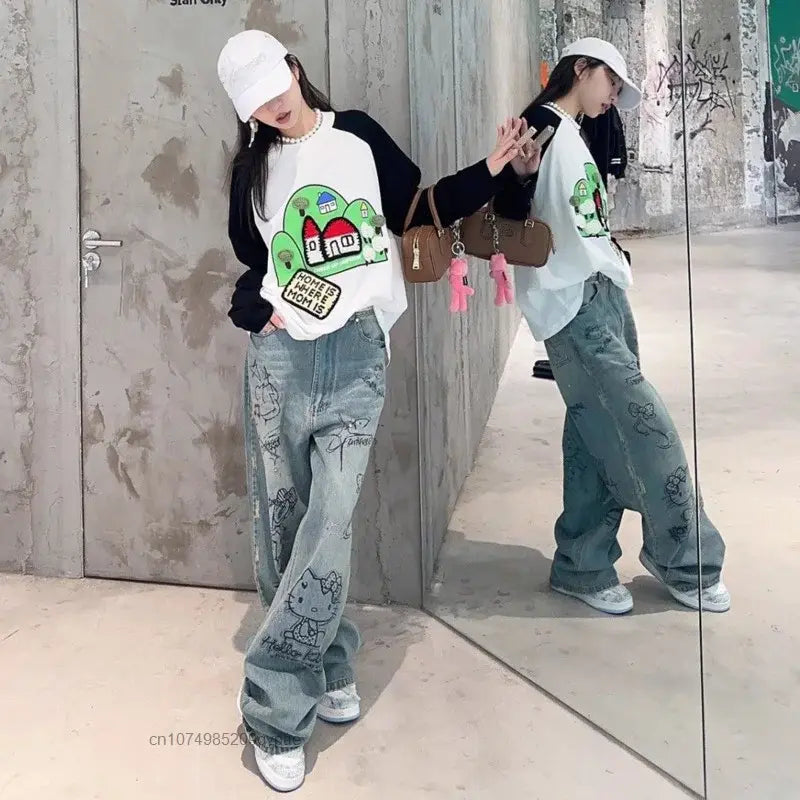 Diamond Hello Kitty Graffiti Jeans