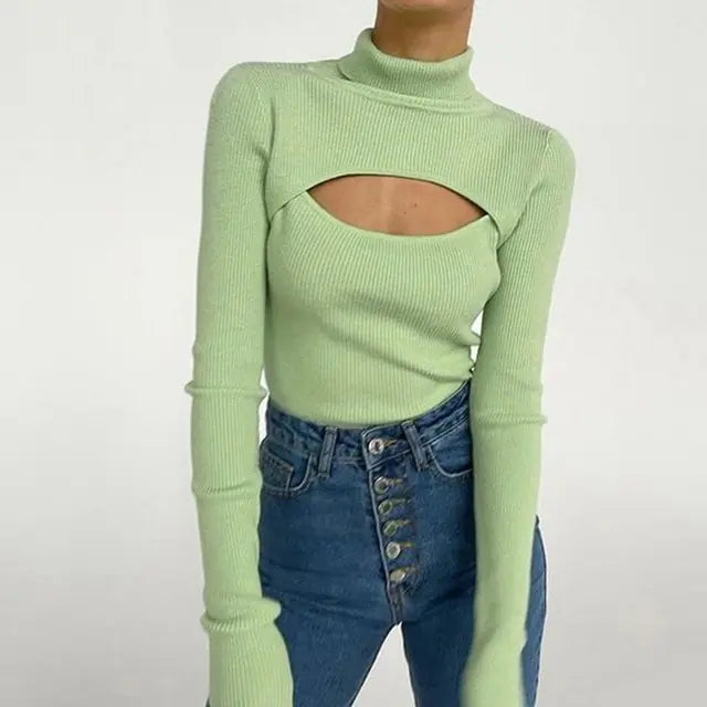 Turtleneck Long Sleeve Vintage Pullover