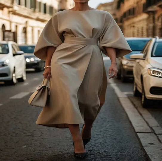 Oversized Sleeve Midi Dress