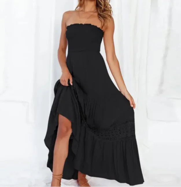 Women's Holiday Chiffon Maxi Dress – Wrapped Chest, Summer Collection