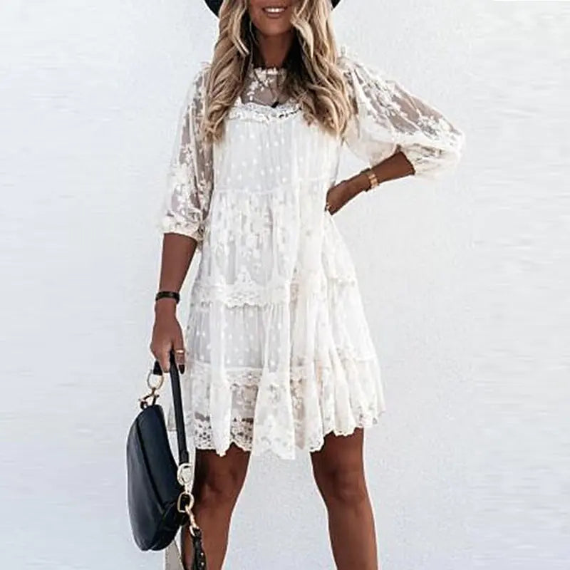 Elegant Summer Casual Lace Knee-Length Dress