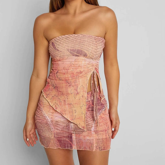 Vintage Printed Strapless Tube