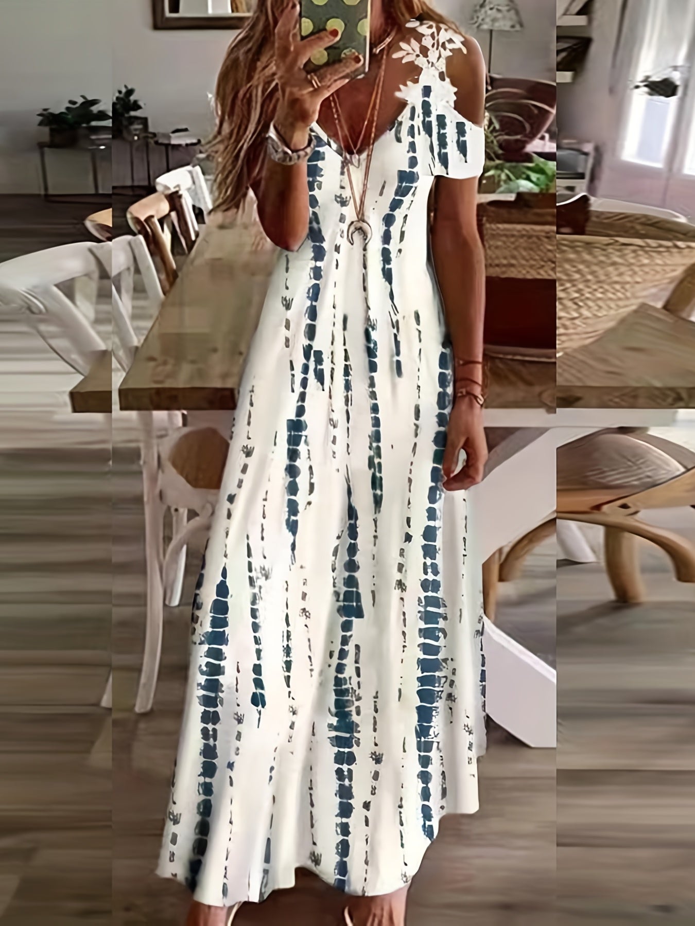 Floral Print V-Neck Maxi Dress
