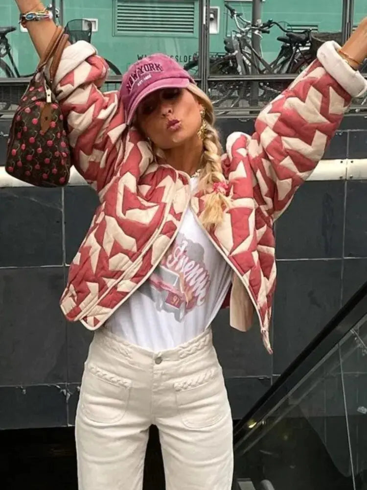 Geometric Print Short Jacket