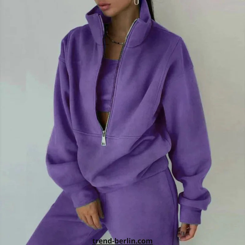 Tracksuit Solid Hooded Sport Suit