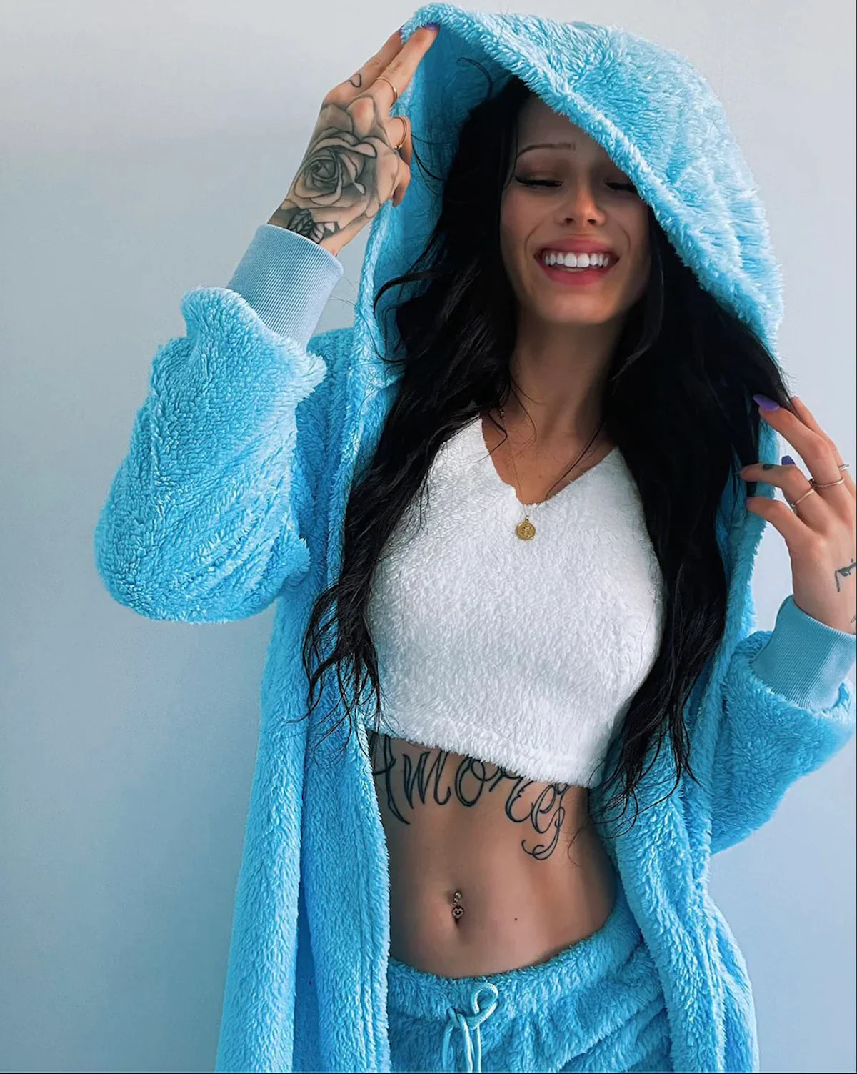 Fluffy Knit Hooded