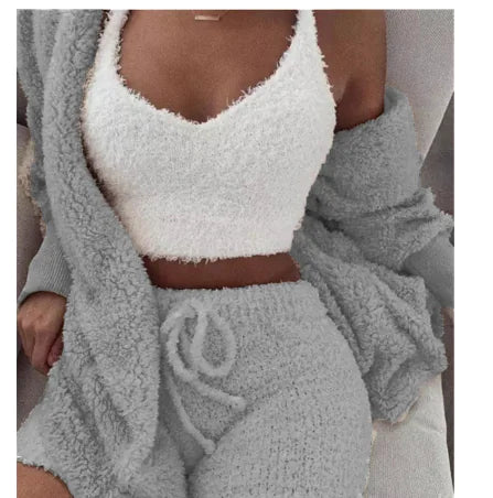 Cozy Knit 3-Piece Fuzzy Fleece Pajama Set