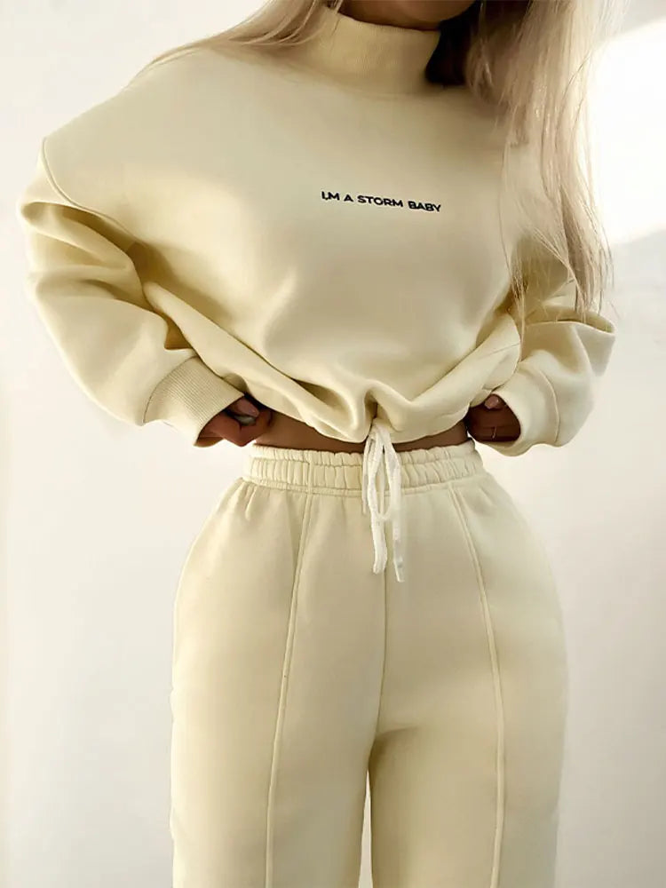 Chic Letter Print Sweater Set