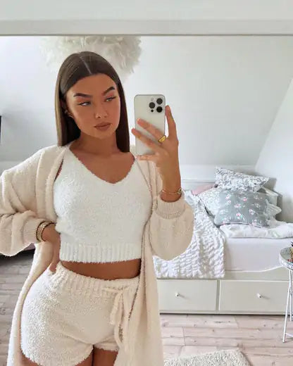 Cozy Knit 3-Piece Fuzzy Fleece Pajama Set