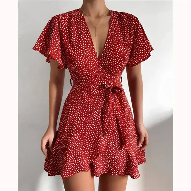 Summer V-Neck Ruffles Dress
