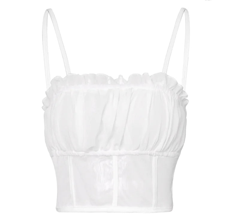 2020 Women's Mesh Camisole with Ruffle Trim Top