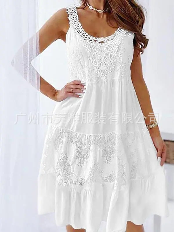 Elegant Summer Casual Lace Knee-Length Dress