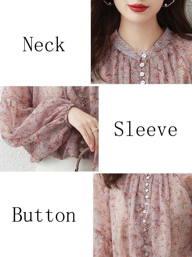 Blouses Sweet Elegant Design Folds See-through Breathable