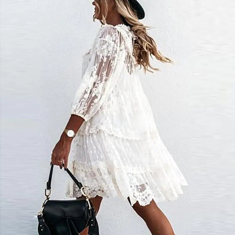 Elegant Summer Casual Lace Knee-Length Dress
