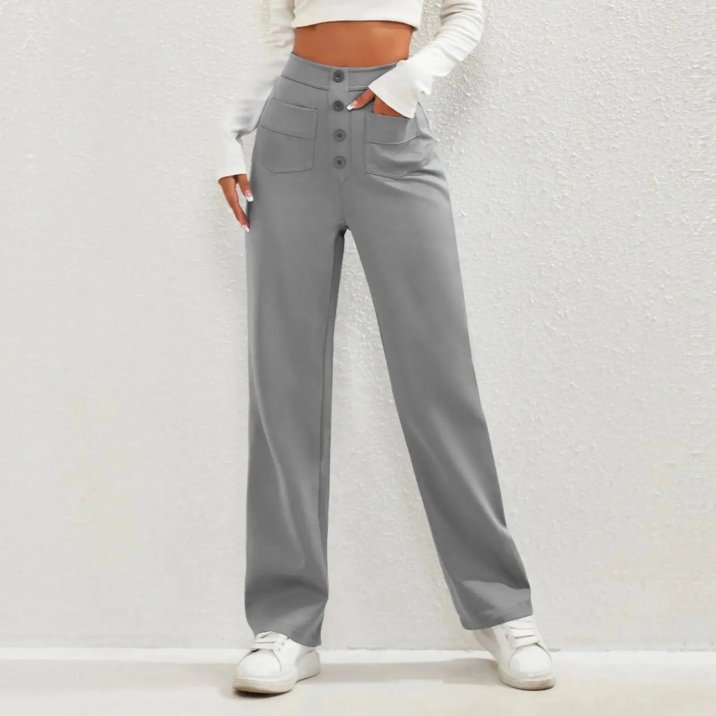 Elisa - Hög midja elastiska casual broek