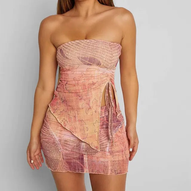 Vintage Printed Strapless Tube