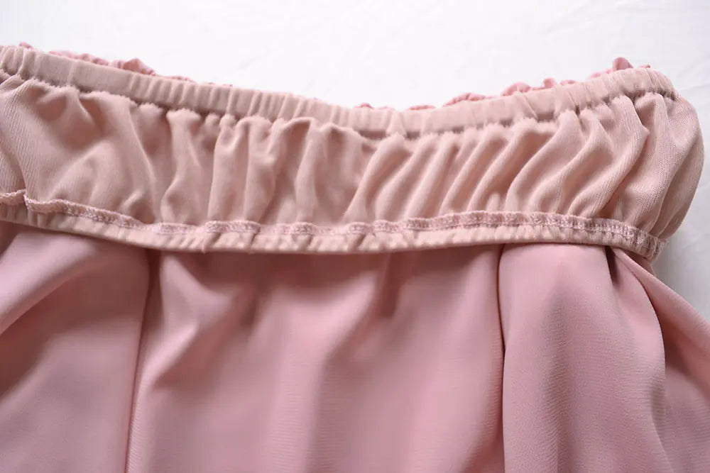 LIVA Off-Shoulder Chiffon Blouse with Lantern Sleeves