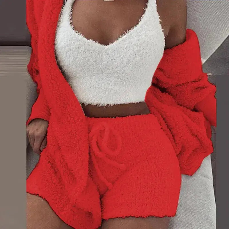 Fluffy Knit Hooded