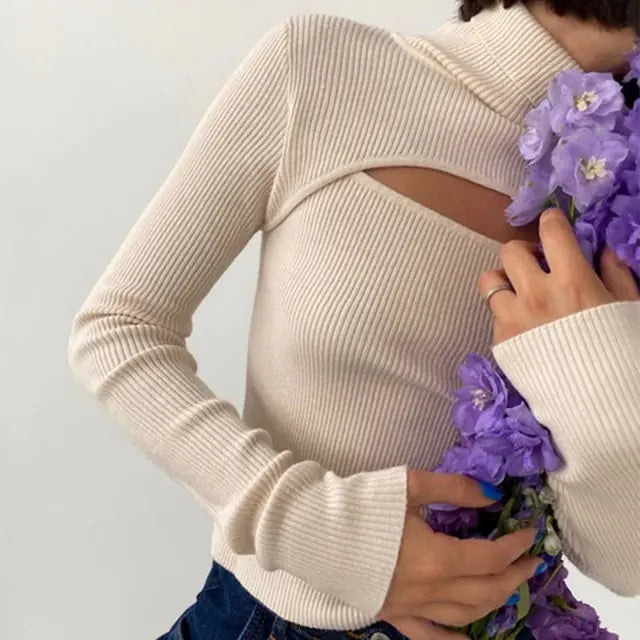 Turtleneck Long Sleeve Vintage Pullover