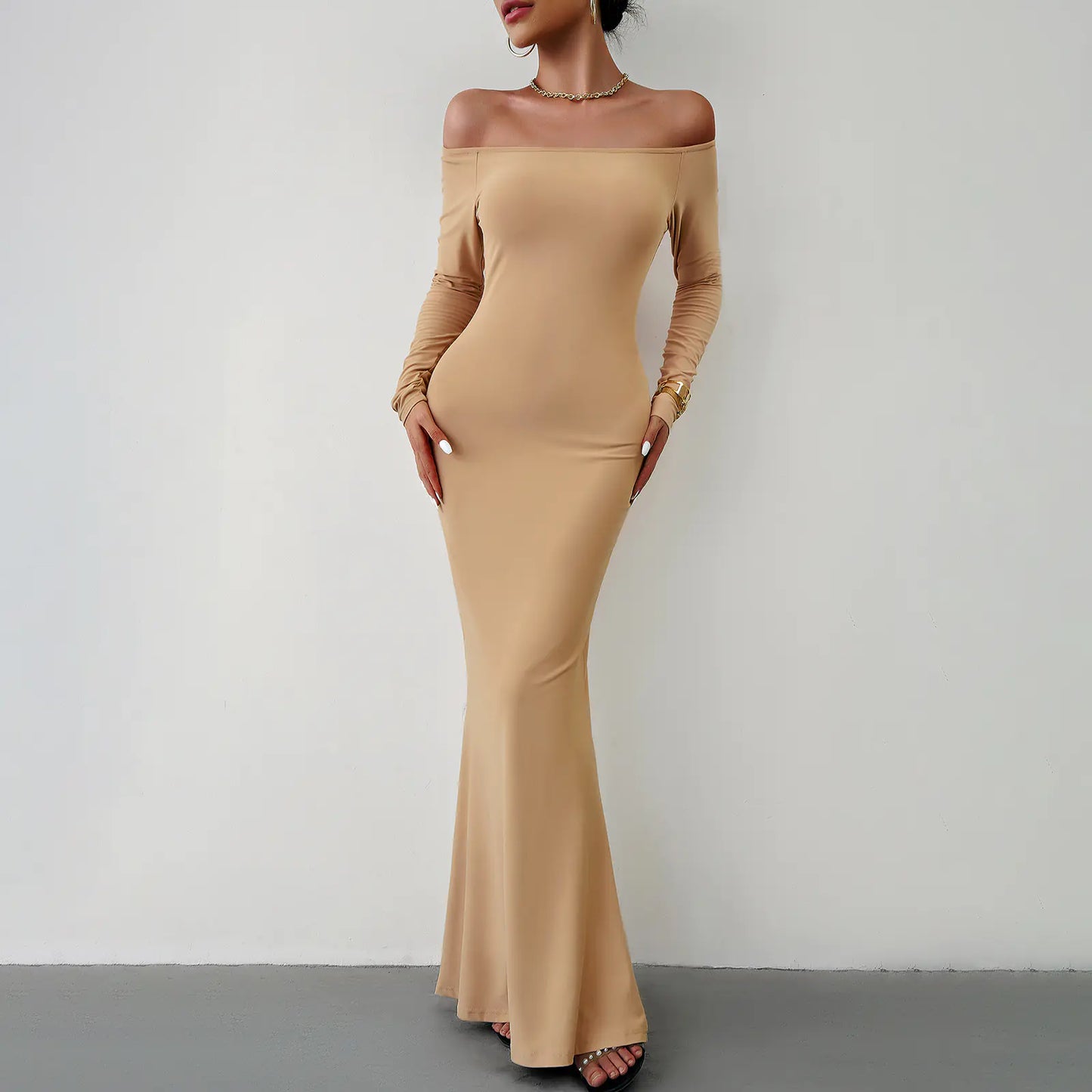 Elegant Off-Shoulder Dress for Women - Autumn 2023