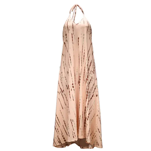 Sleeveless Necktie Maxi Dress