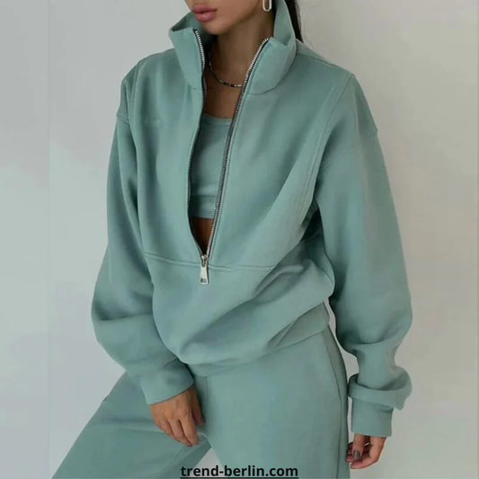 Tracksuit Solid Hooded Sport Suit