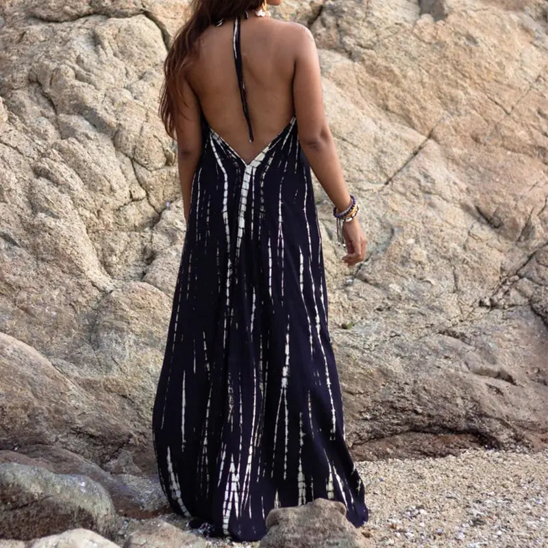 Sleeveless Necktie Maxi Dress