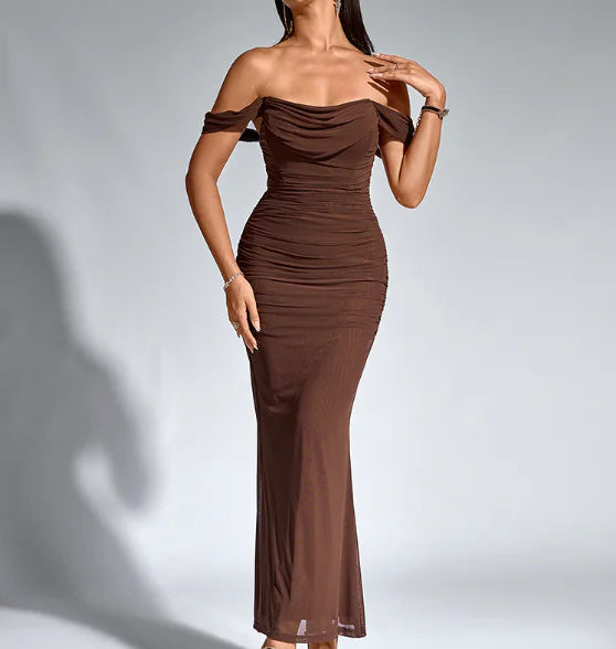 Women's Elegant Off-Shoulder Bodycon Maxi Dress