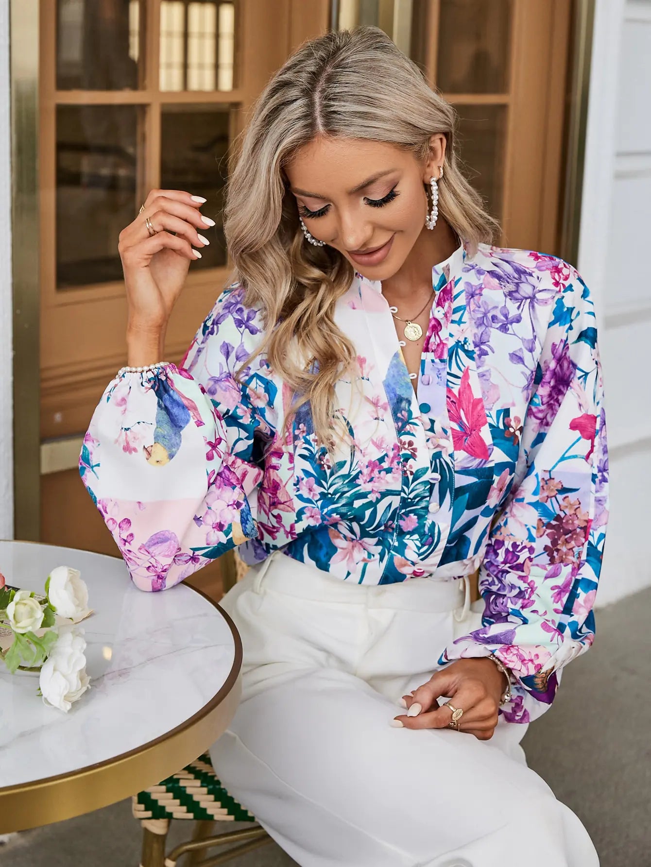 Elegant Lantern Sleeve Shirt