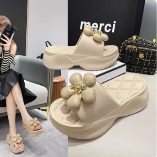 High Platform Slippers Solid Color Thick Sole Sandals
