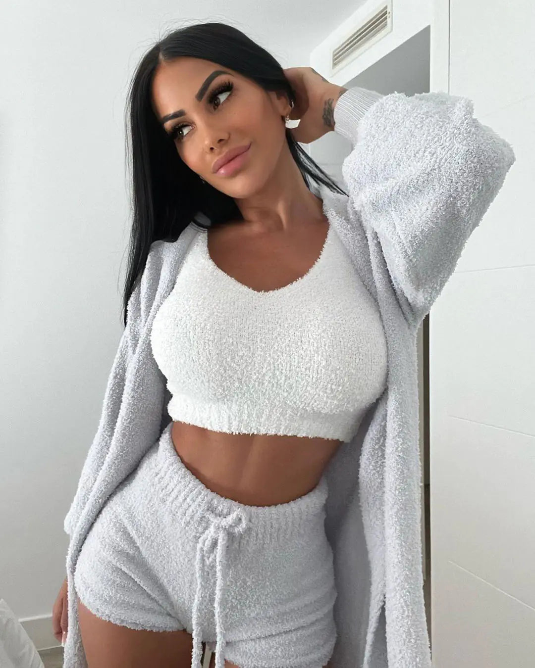 Cozy Knit 3-Piece Fuzzy Fleece Pajama Set