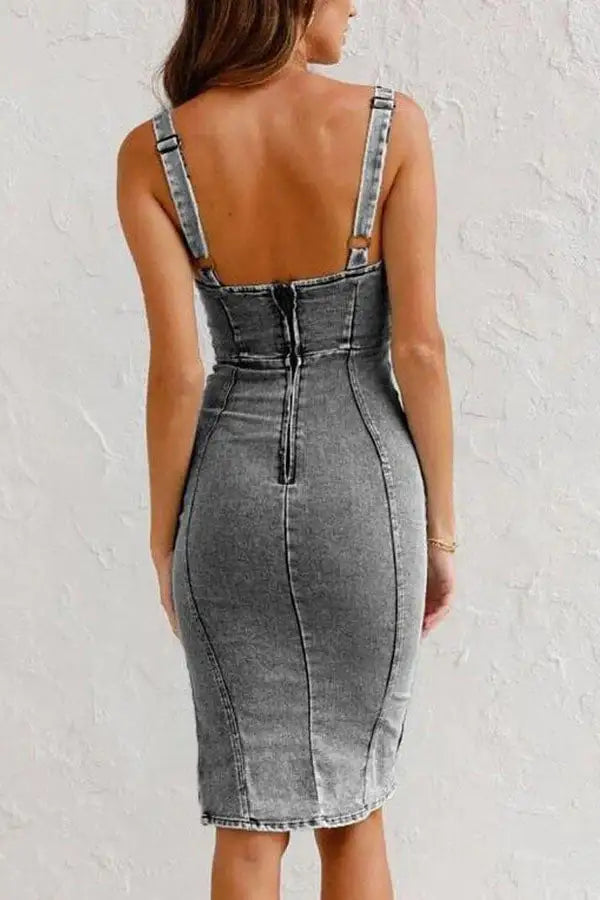 Summer Zipper Denim Dress