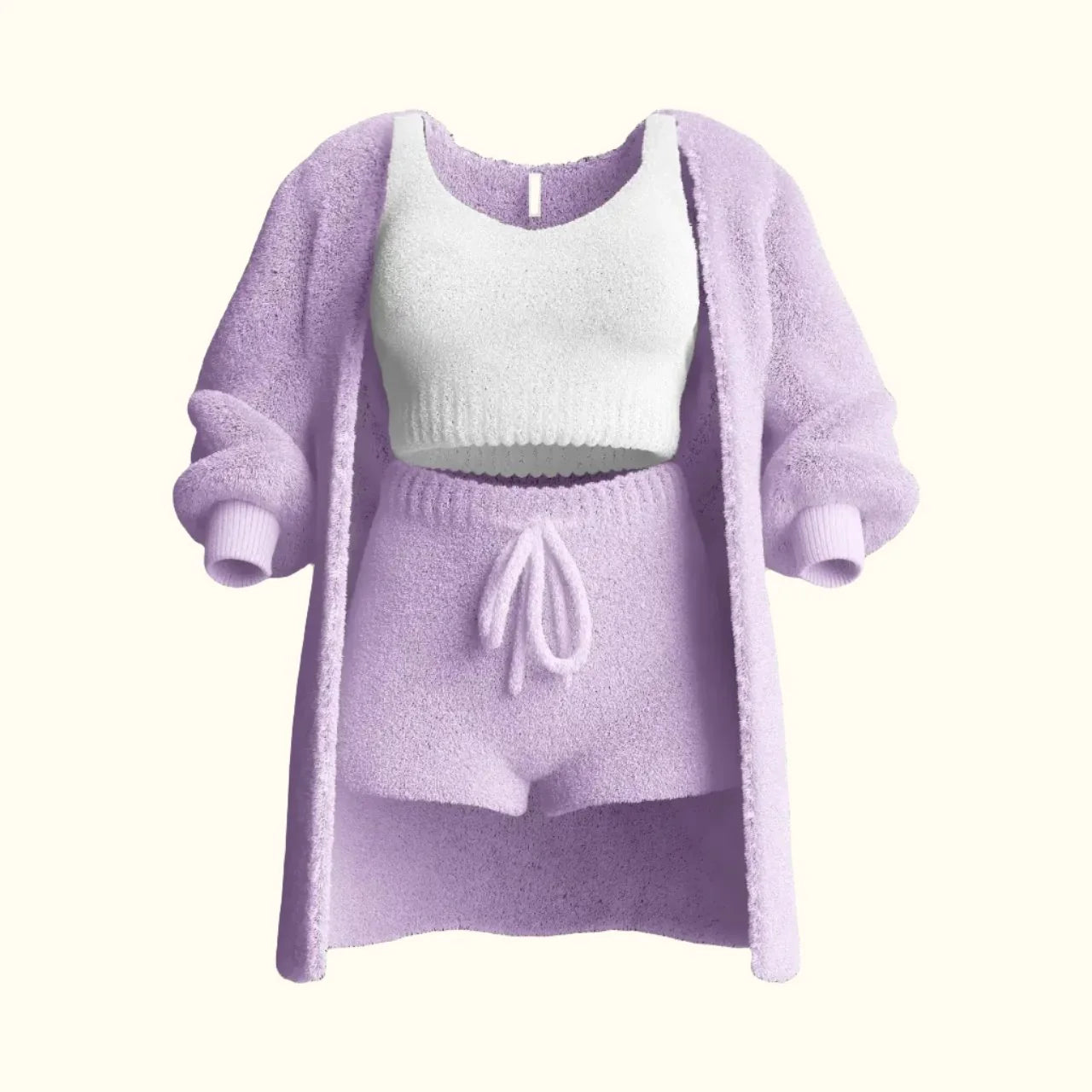 Cozy Knit 3-Piece Fuzzy Fleece Pajama Set