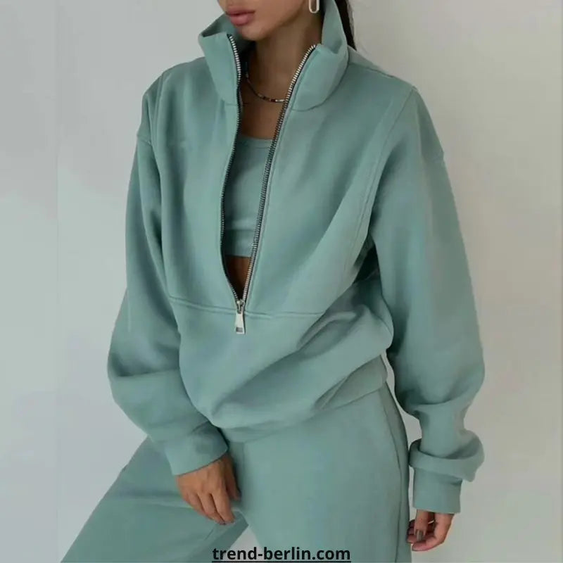 Tracksuit Solid Hooded Sport Suit