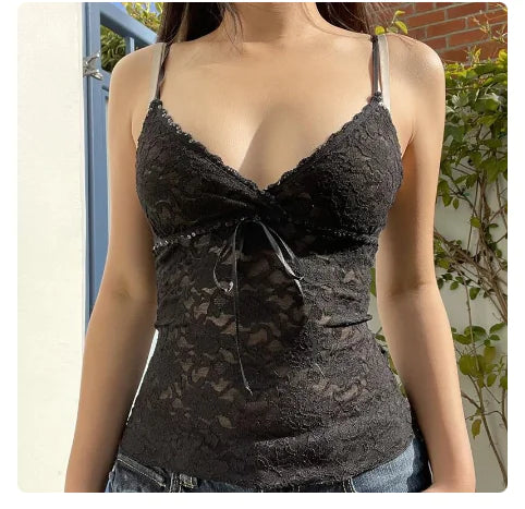 Retro Lace Bow Camisole