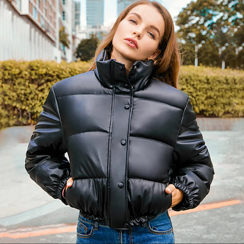 Thick PU Leather Coats Women
