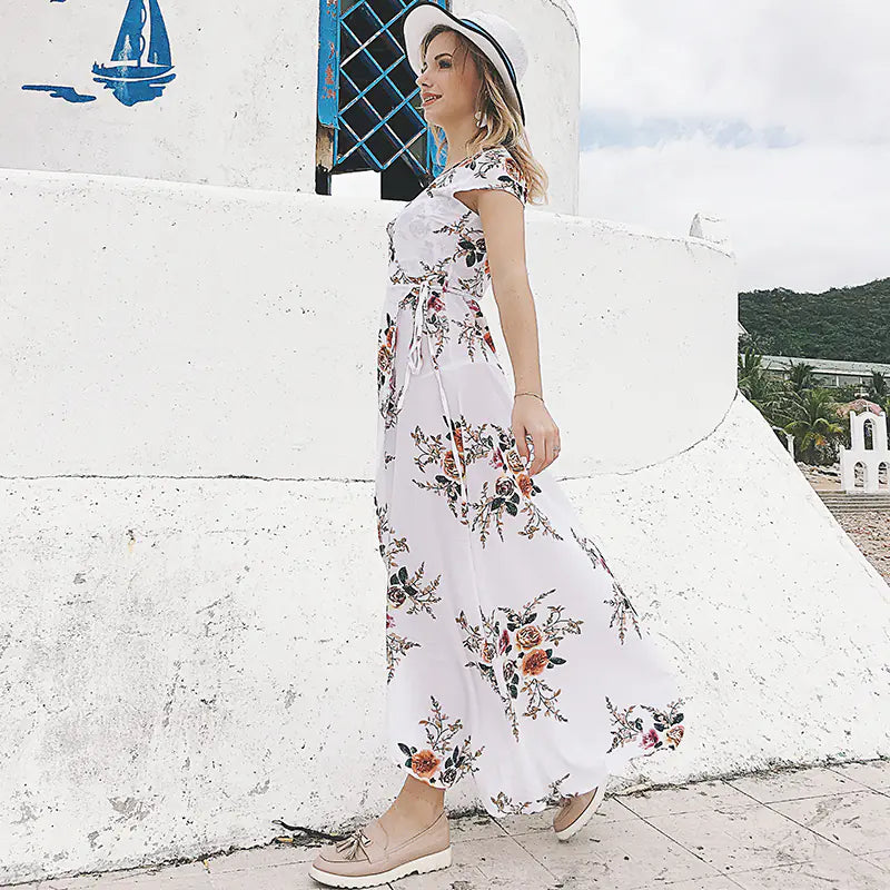 LIVA Chiffon Split Maxi Dress for Beach Wear