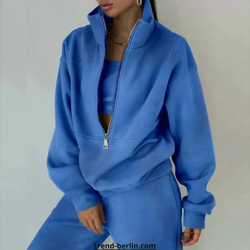 Tracksuit Solid Hooded Sport Suit