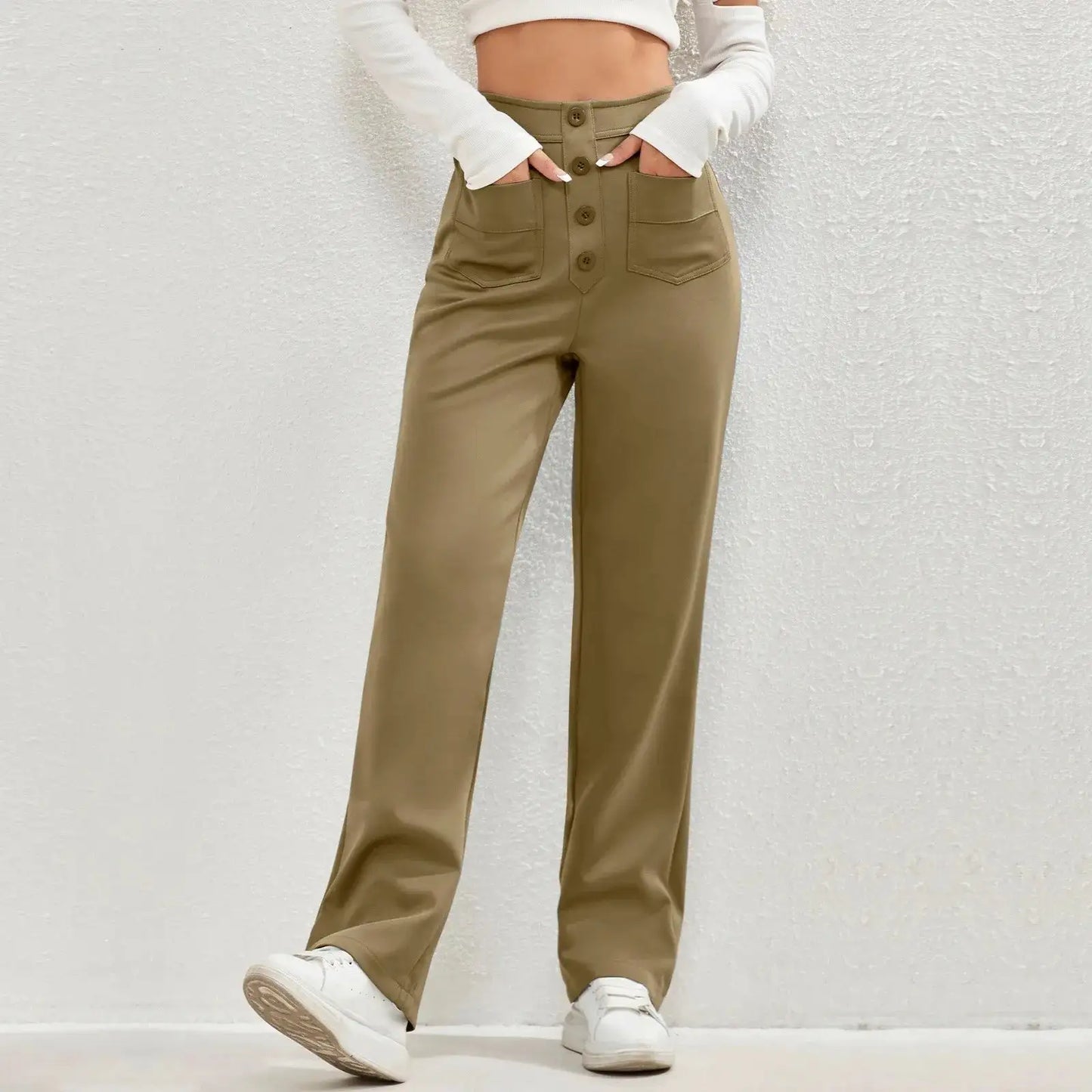 Elisa - Hög midja elastiska casual broek